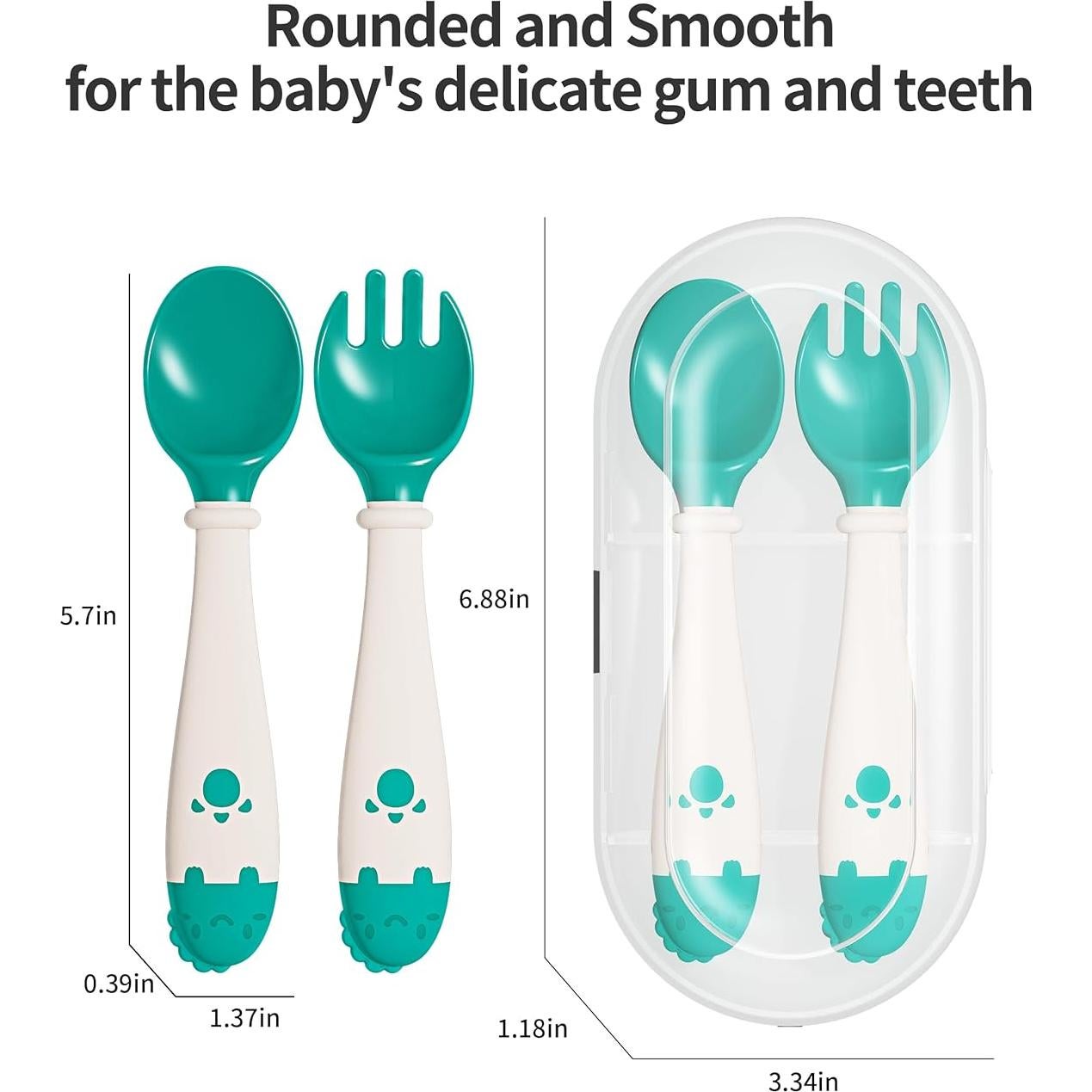 Set de Utensilios para Niños Deejoy con Estuche Verde - Cuchara y Tenedor Ergonómicos