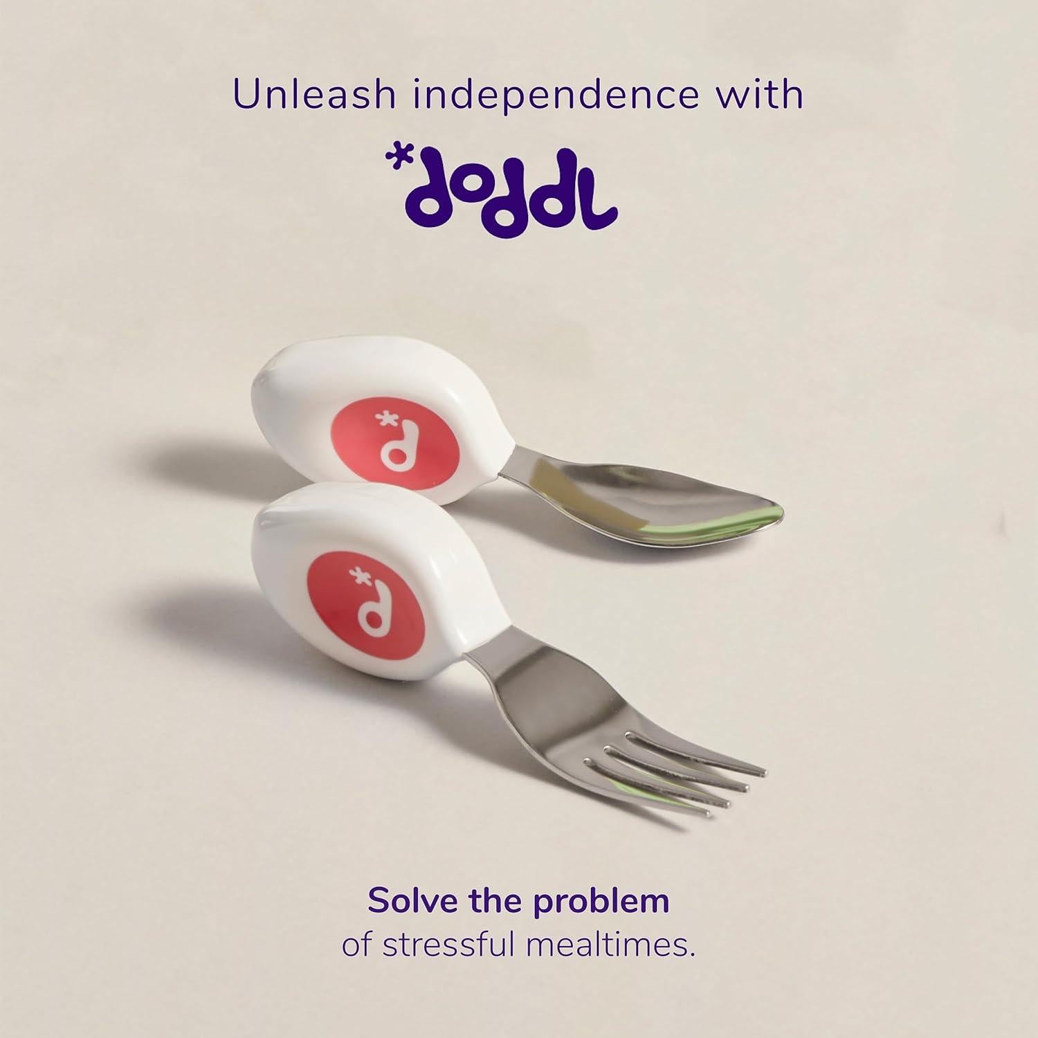 Juego de Utensilios Doddl para Niños - Tenedor y Cuchara Aqua