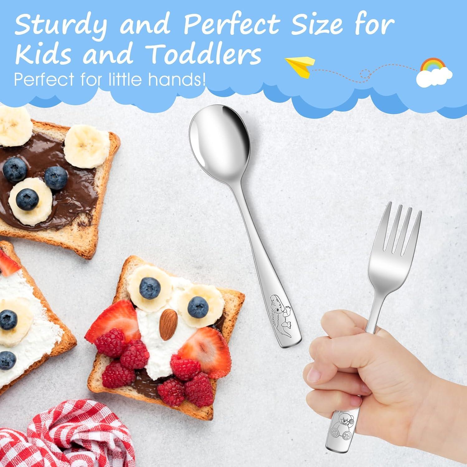 Juego de Cubiertos para Niños AUOIKK 10 Piezas Acero Inoxidable
