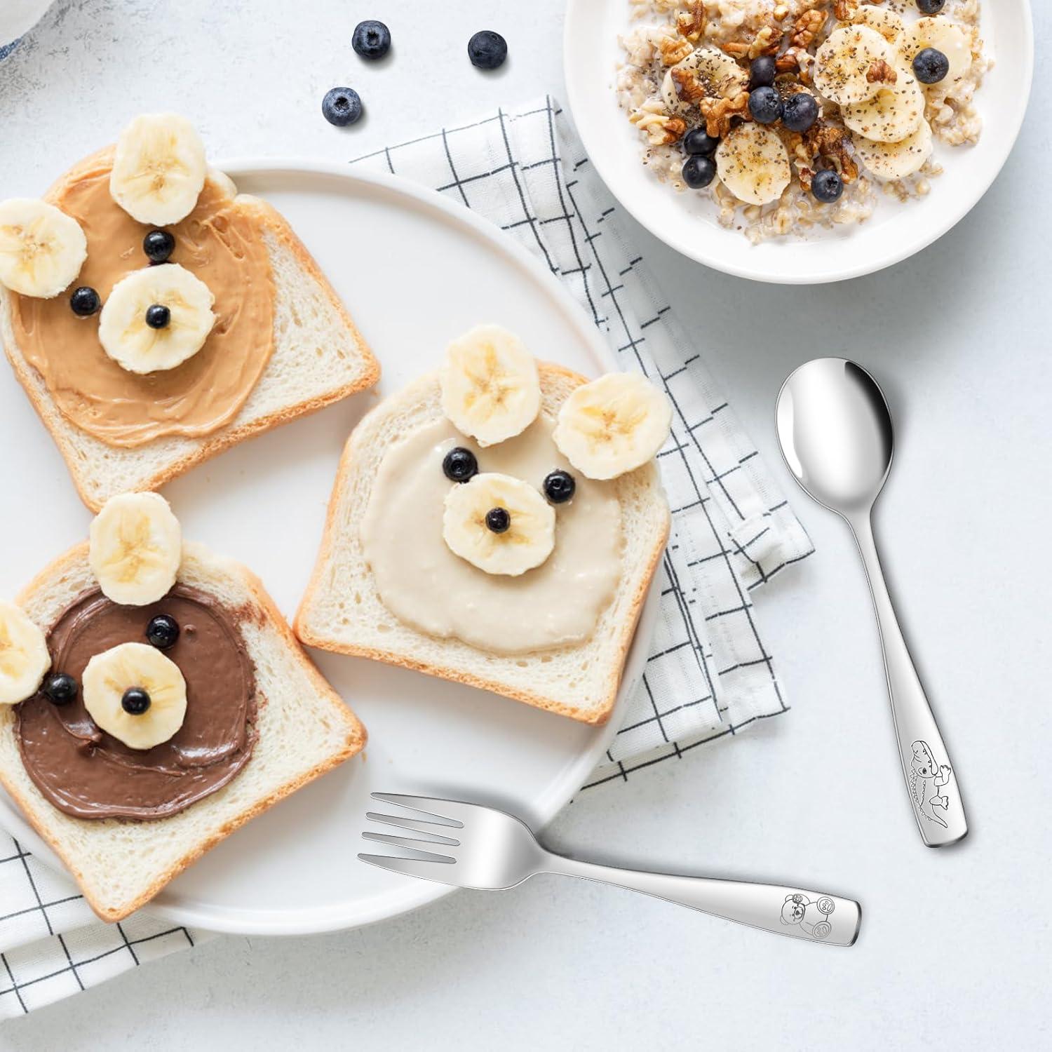 Juego de Cubiertos para Niños AUOIKK 10 Piezas Acero Inoxidable