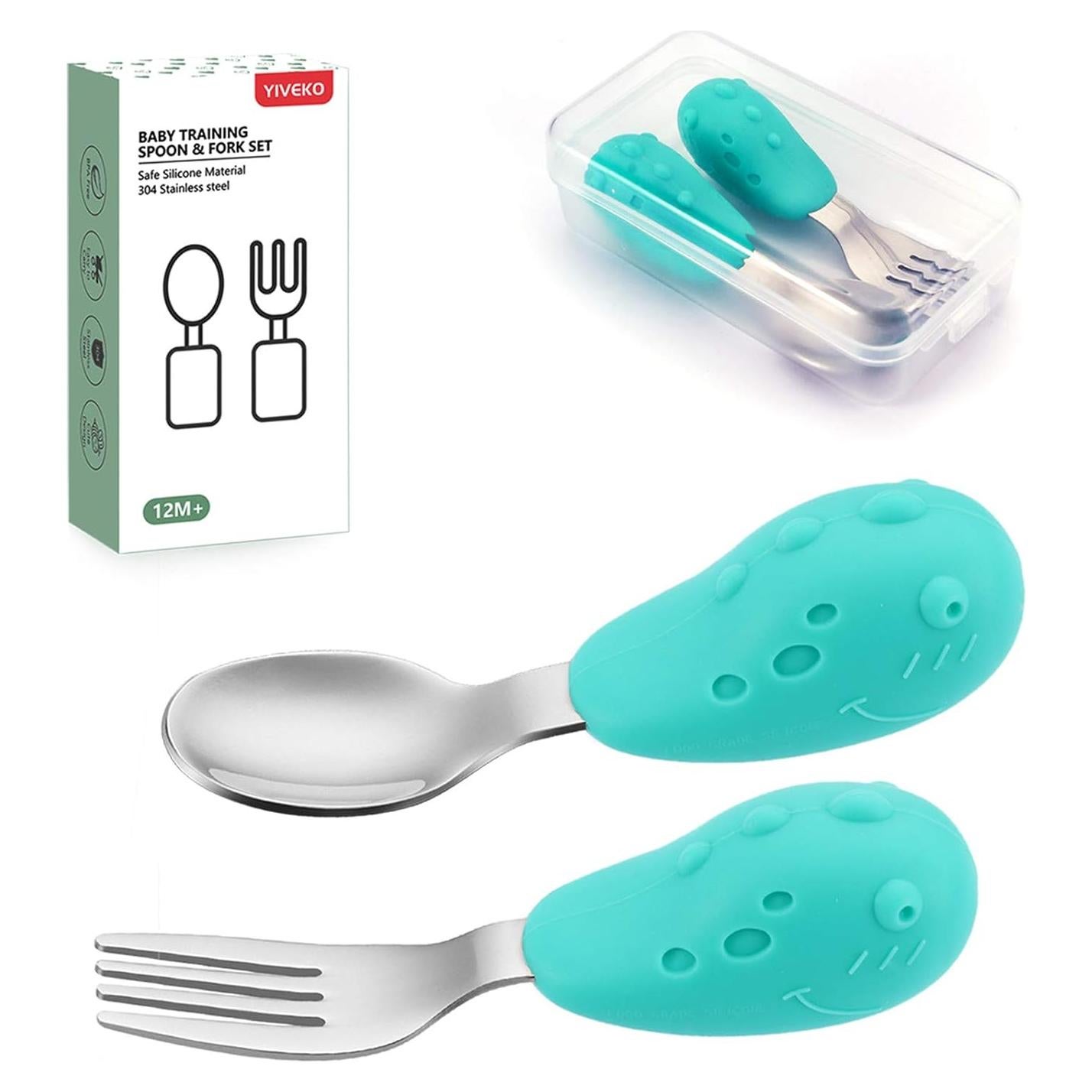 Juego de Cuchara y Tenedor para Bebés YIVEKO - Dinosaurio