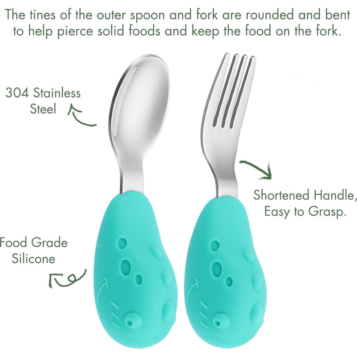 Juego de Cuchara y Tenedor para Bebés YIVEKO - Dinosaurio