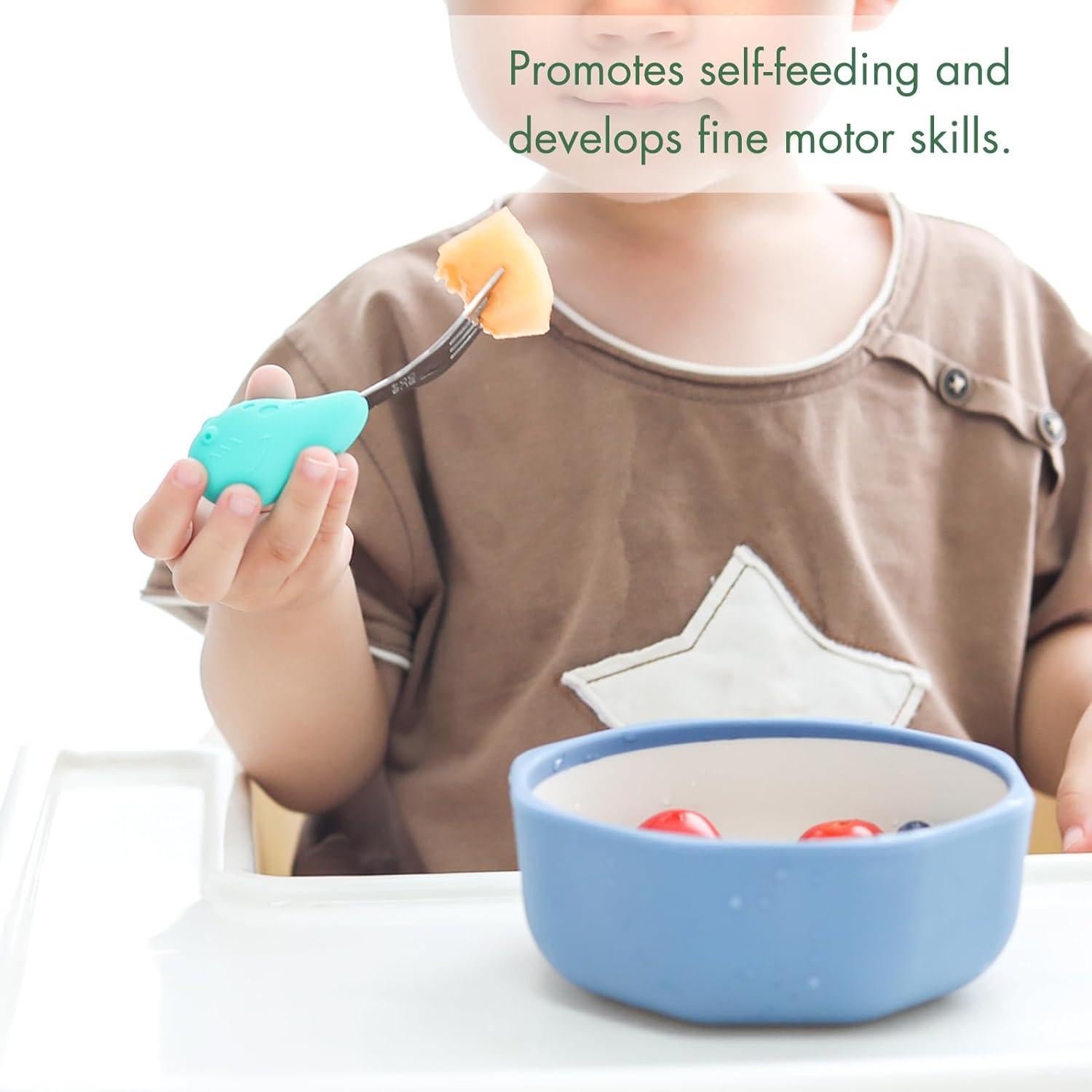 Juego de Cuchara y Tenedor para Bebés YIVEKO - Dinosaurio