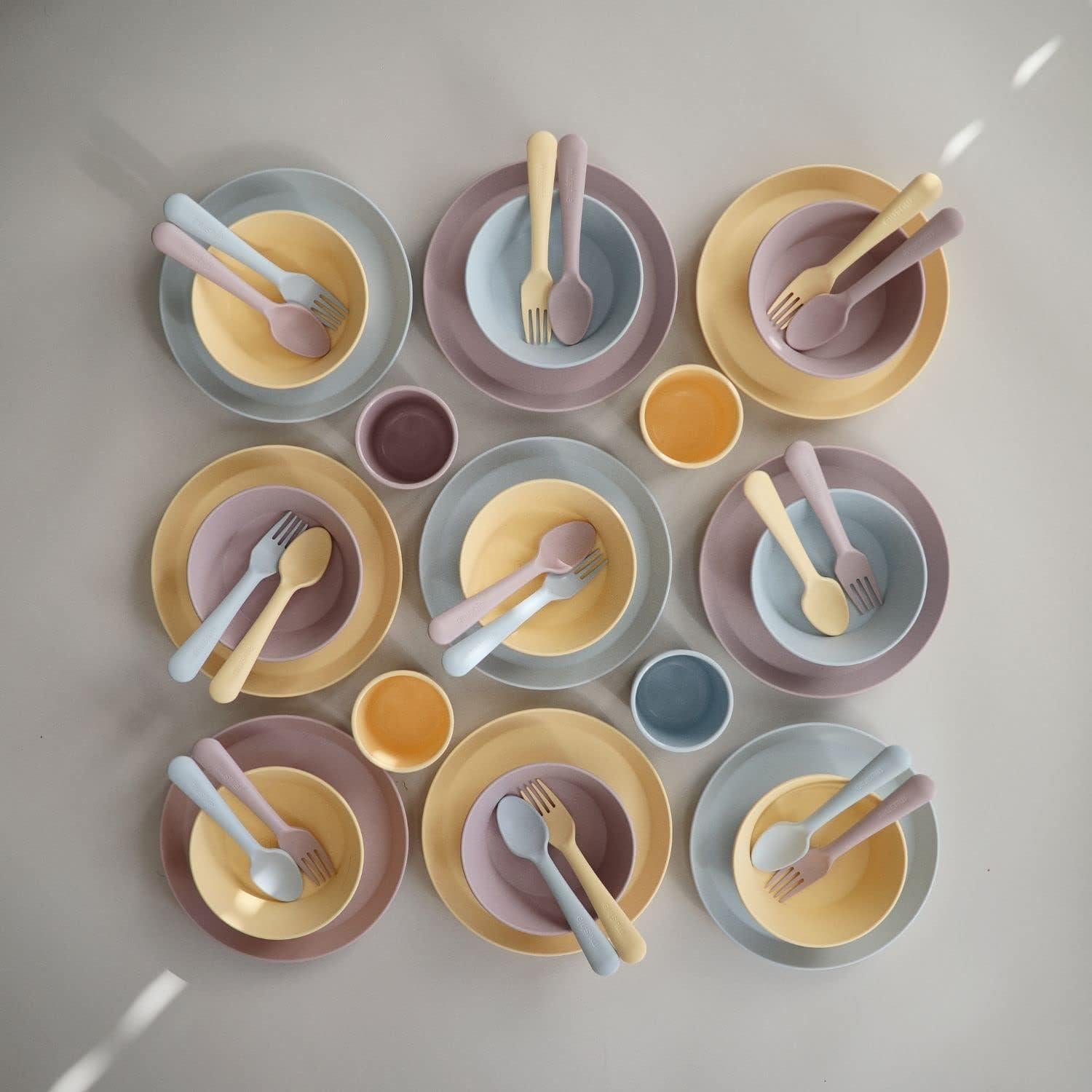 Juego de Cuchara y Tenedor para Niños Mushie Rosa