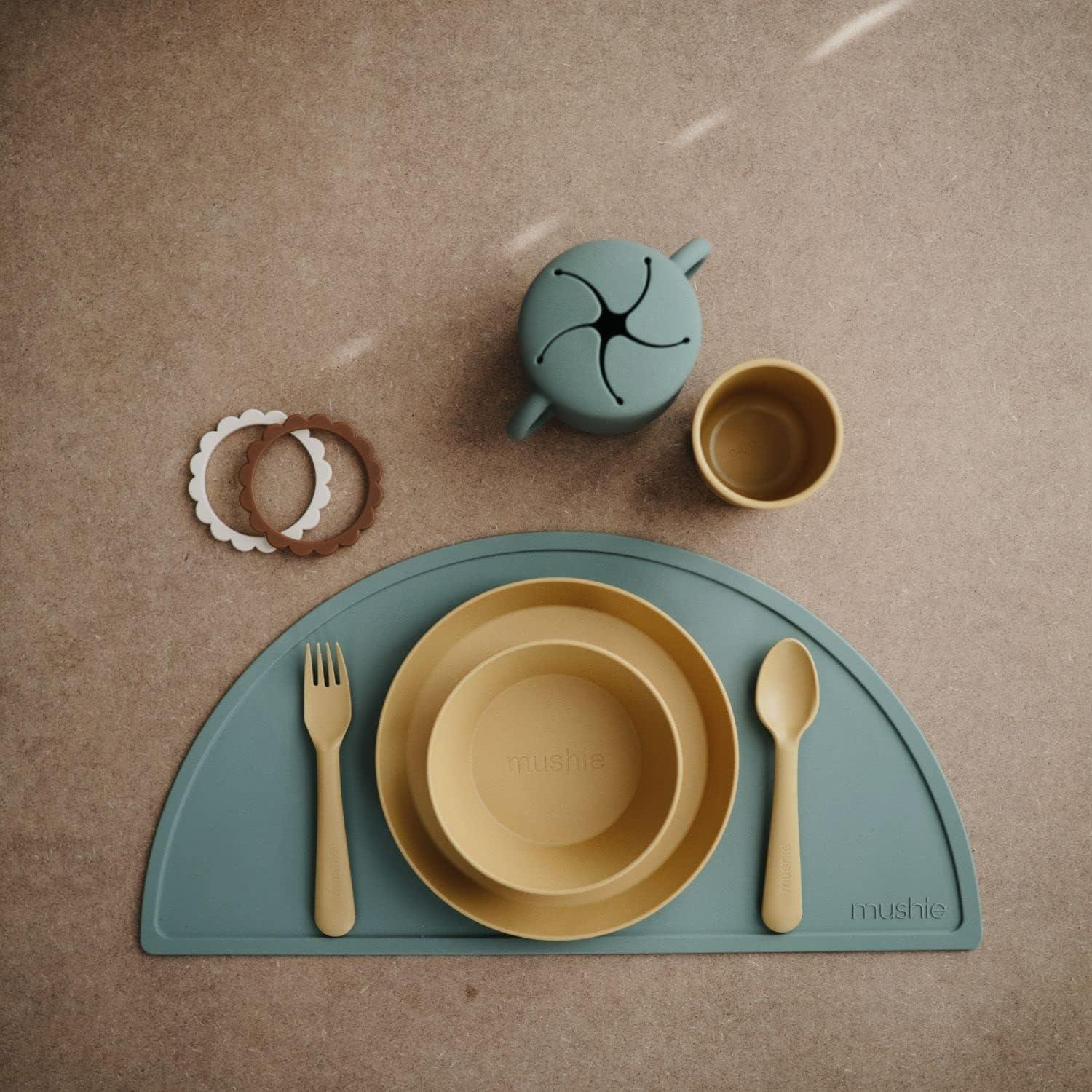 Juego de Cuchara y Tenedor para Niños Mushie Rosa