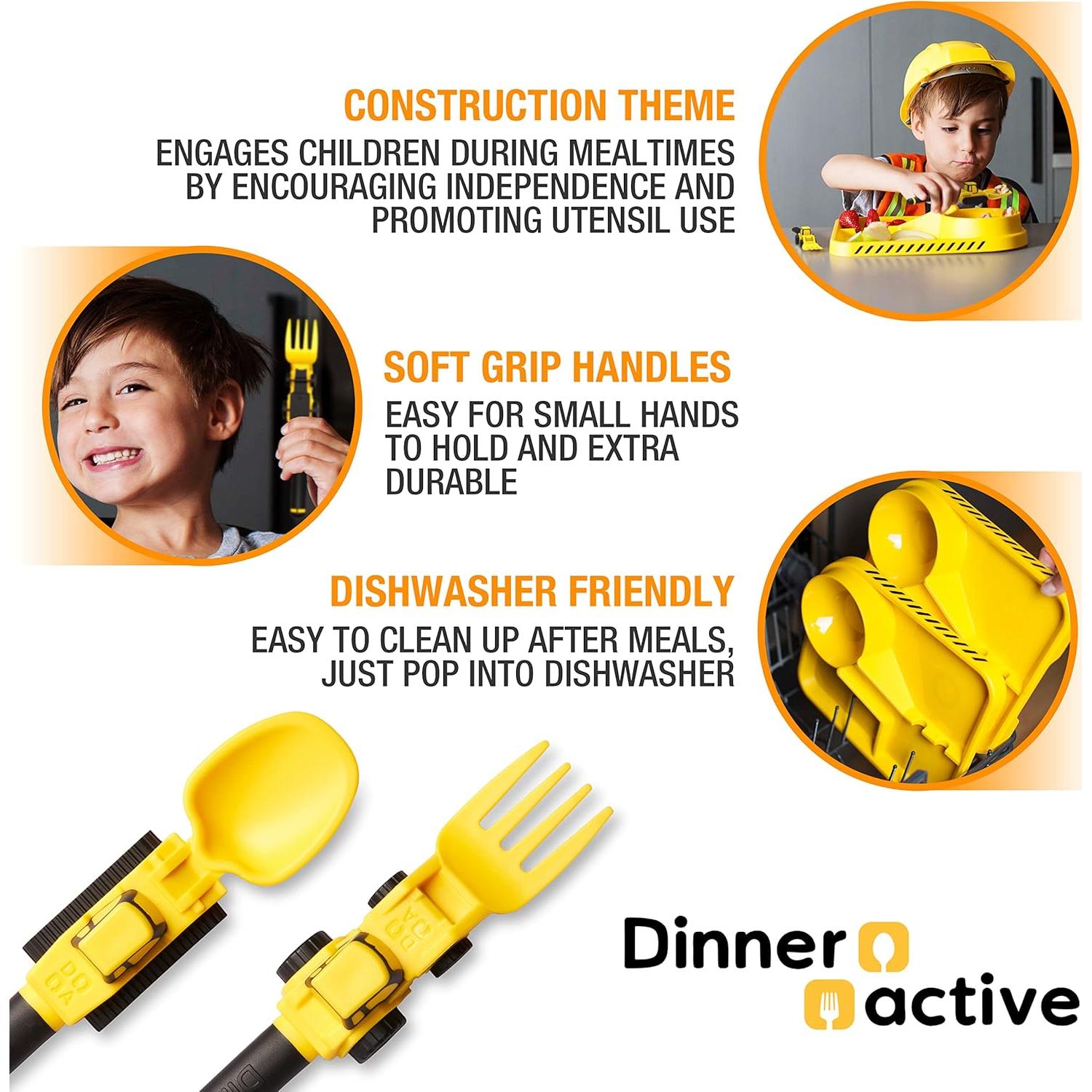 Juego de Utensilios para Niños Dinneractive - Construcción Amarillo