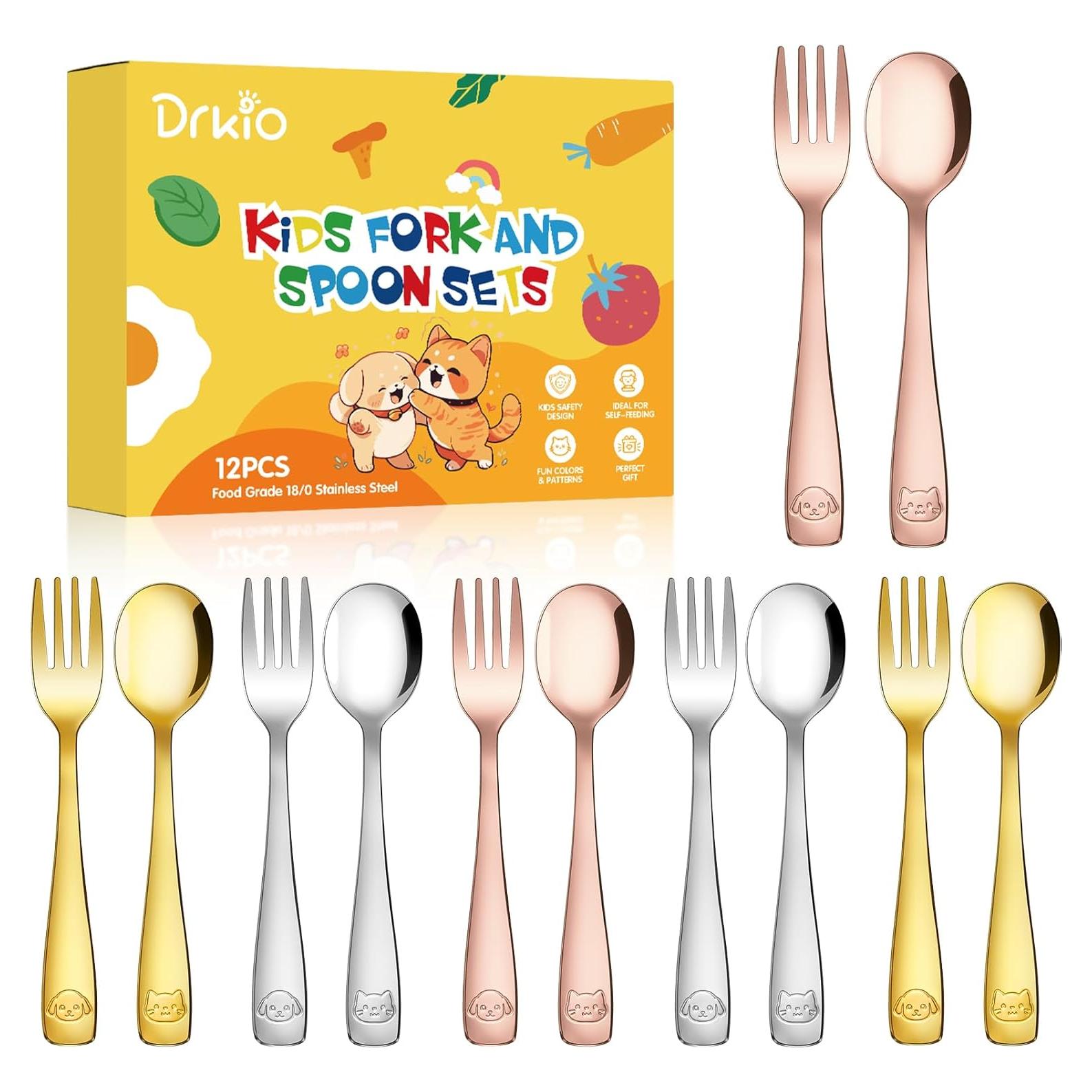 Set de Cubiertos para Niños DRKIO - 12 Piezas Acero Inoxidable