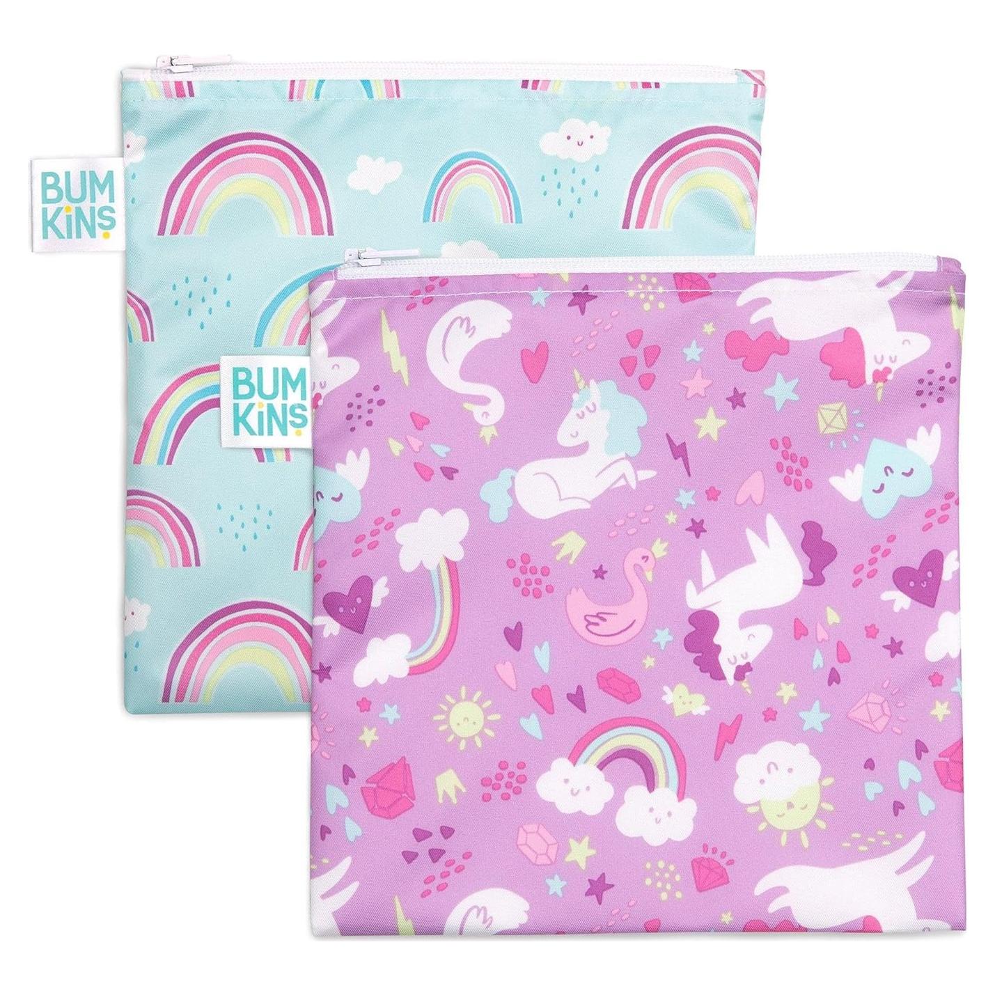 Bolsas Reutilizables para Sándwich Bumkins 2-pk Unicornios 18x18cm