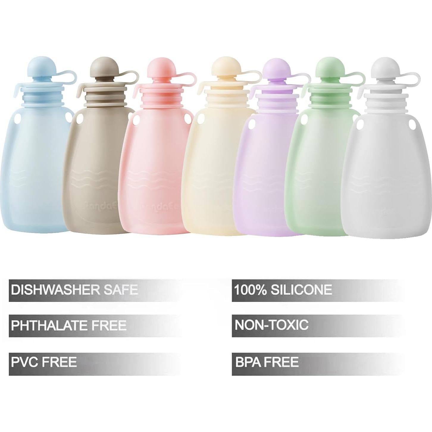 Bolsas de Silicona Reutilizables PandaEar para Bebé - 7 Unidades 150 ml