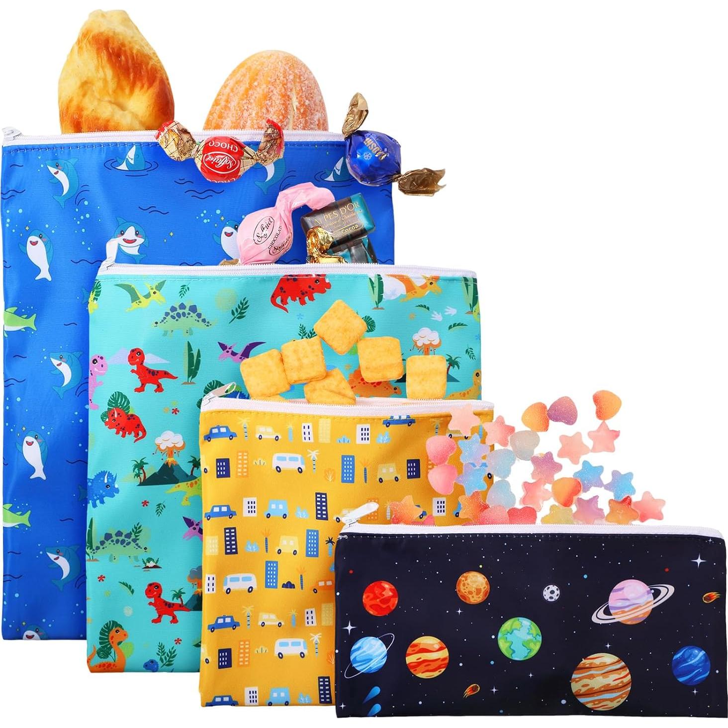 Bolsas de Sándwich Reutilizables Paterr 4 Pcs Dinosaurio