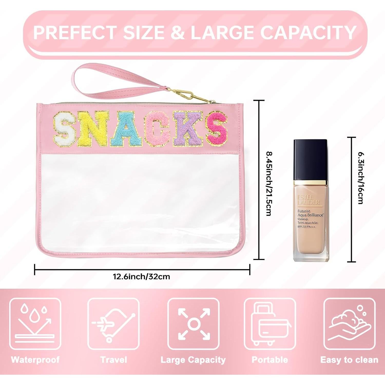 Bolsa de Maquillaje Transparente Siwara 33x24cm Rosa Impermeable