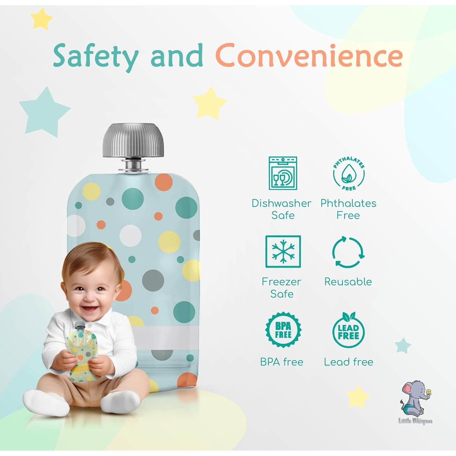 Bolsas Reutilizables para Comida de Bebé Little Whispers - 10 Unidades