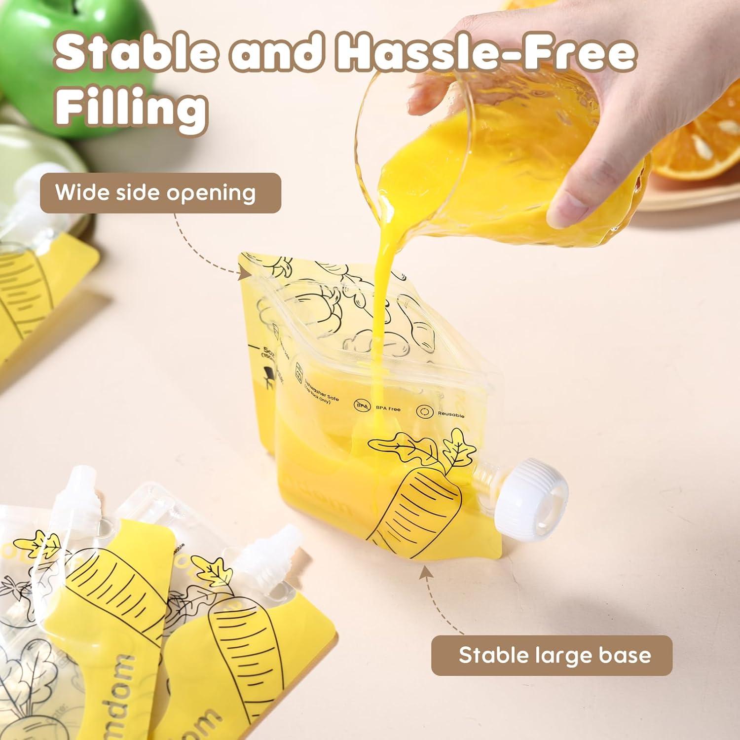 20 Bolsas Reutilizables para Comida Bebé Gemdom 150ml BPA Libre