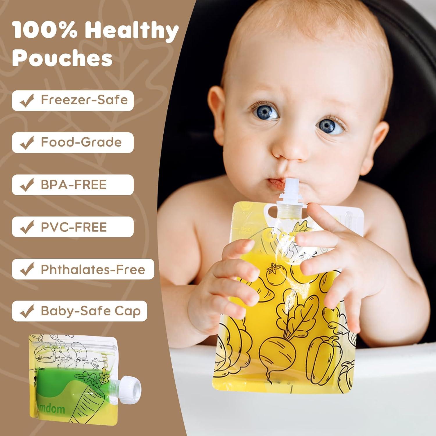 20 Bolsas Reutilizables para Comida Bebé Gemdom 150ml BPA Libre