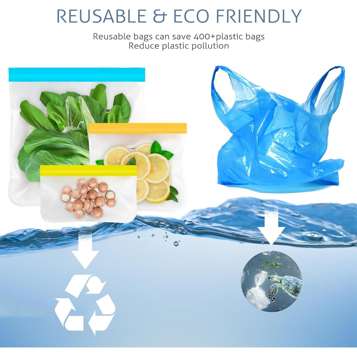 Bolsas de Almacenamiento Reutilizables Koolstuffs 10 Piezas Silicona