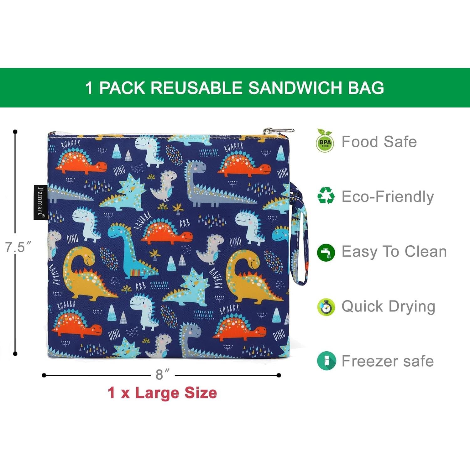 Bolsa de Sándwich Reutilizable Fammart Dinosaurio 20x19 cm