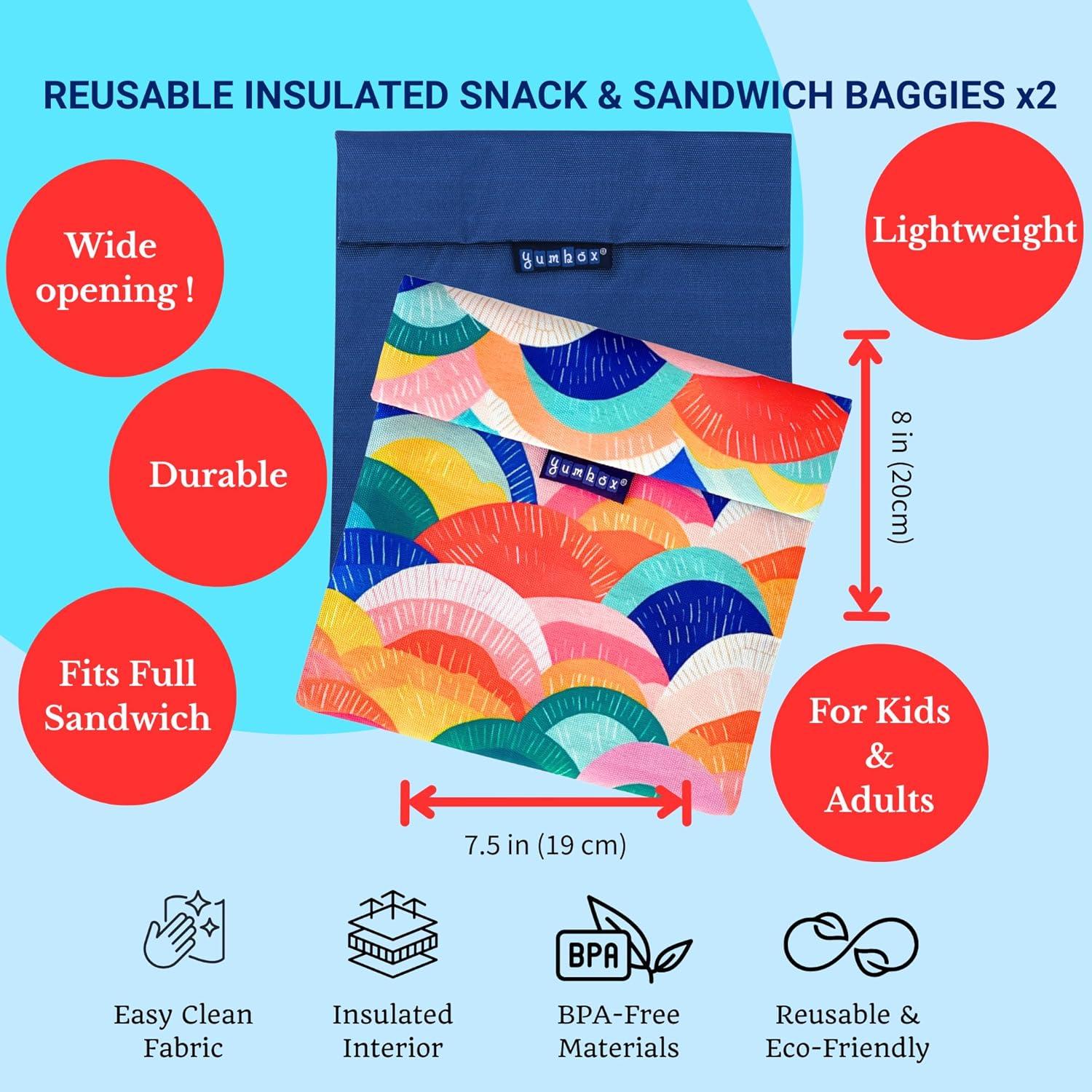 Bolsa de Sándwich Yumbox Pochette Reutilizable 20.3x19.1cm - 2 Unidades