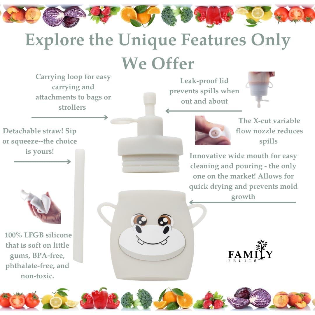 Bolsas Reutilizables de Silicona Family Fruits 2 Unidades Hipopótamo