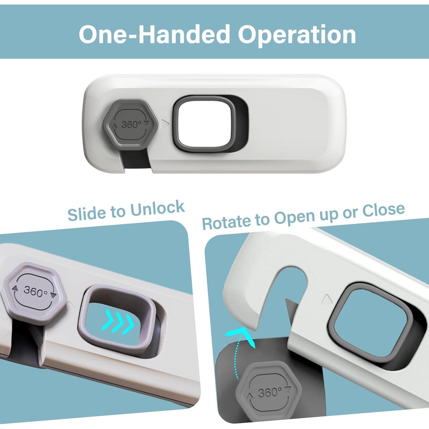 Paquete de 5 Cerraduras de Seguridad para Niños Gris - HT-Cupboard Locks