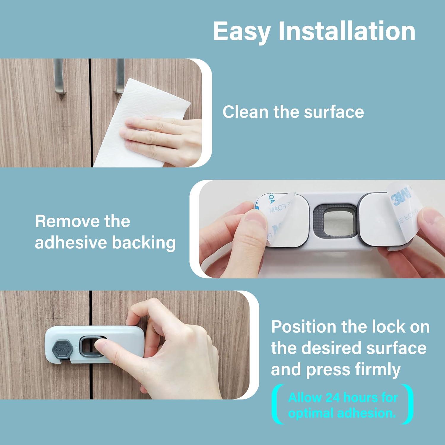 Paquete de 5 Cerraduras de Seguridad para Niños Gris - HT-Cupboard Locks