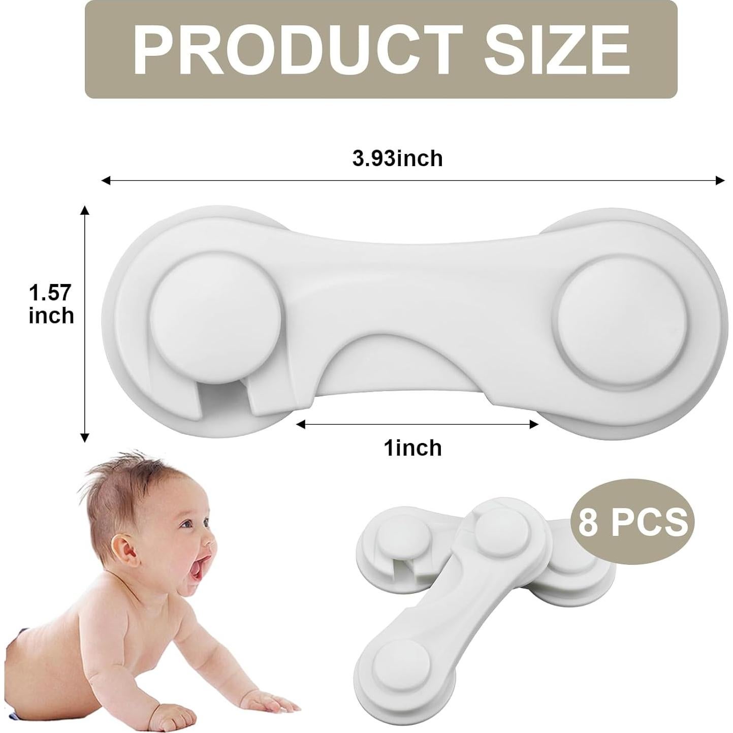 Cerraduras Adhesivas para Gabinetes - Seguridad Infantil - 8 Piezas