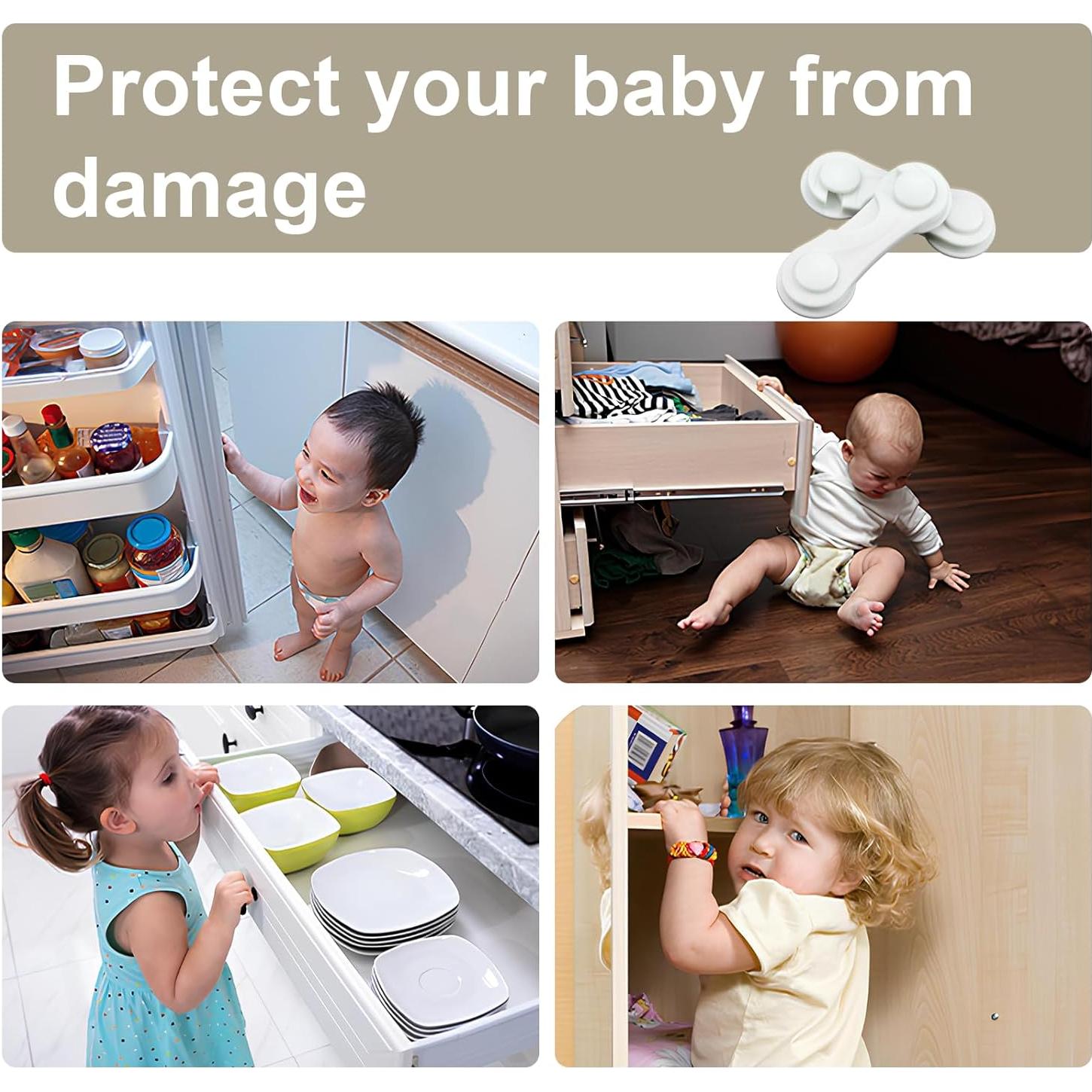 Cerraduras Adhesivas para Gabinetes - Seguridad Infantil - 8 Piezas