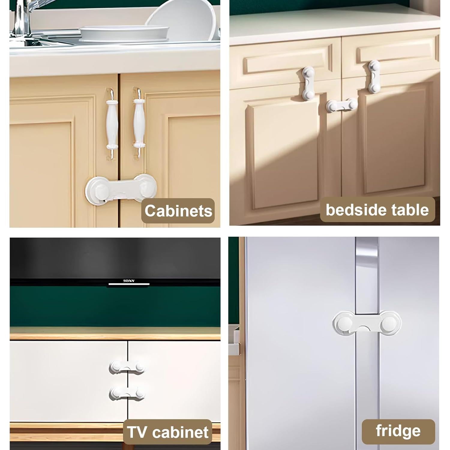 Cerraduras Adhesivas para Gabinetes - Seguridad Infantil - 8 Piezas