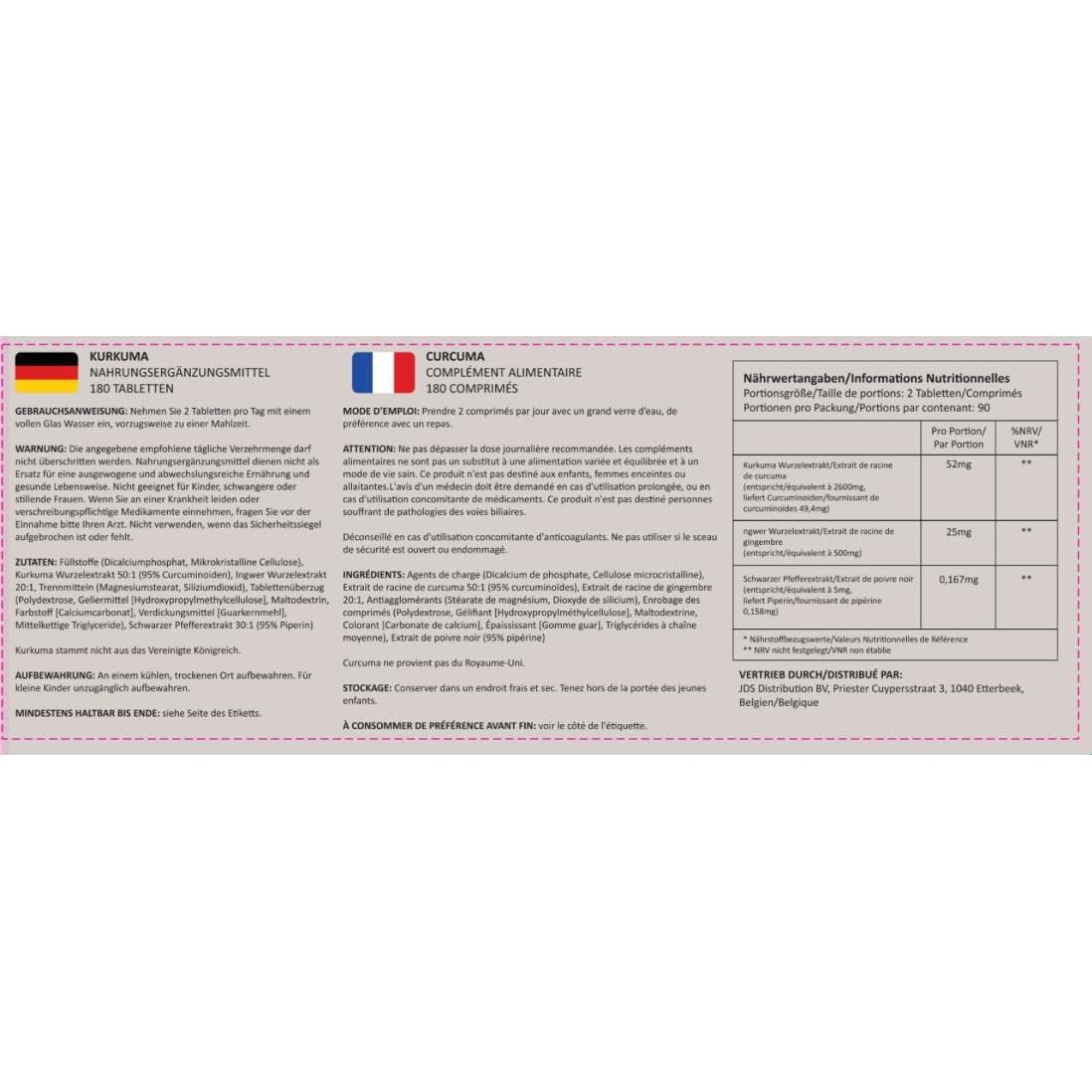 Tabletas de Cúrcuma y Jengibre New Leaf - 180 Tabletas