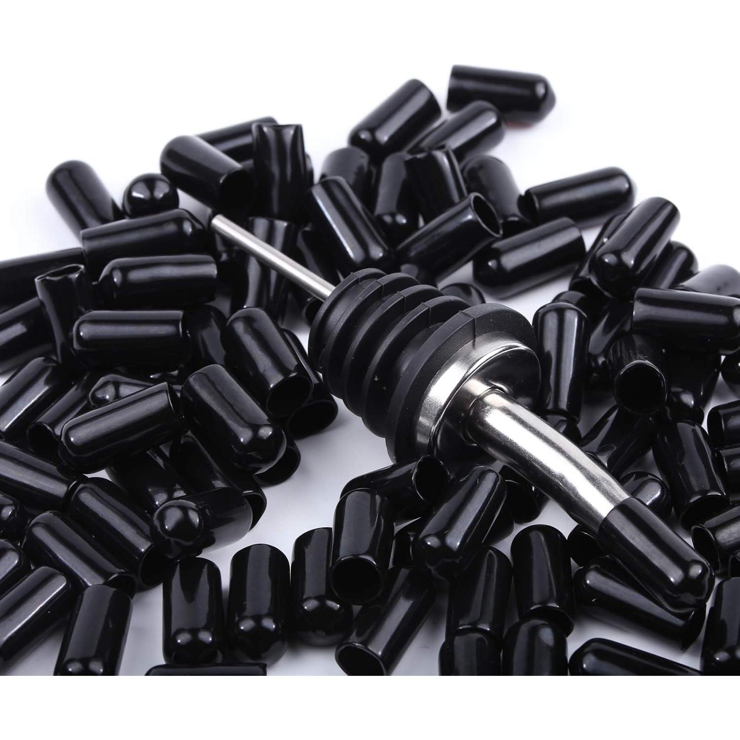 100 Tapas de Polvo para Vertedores LEGERM - Goma Negra