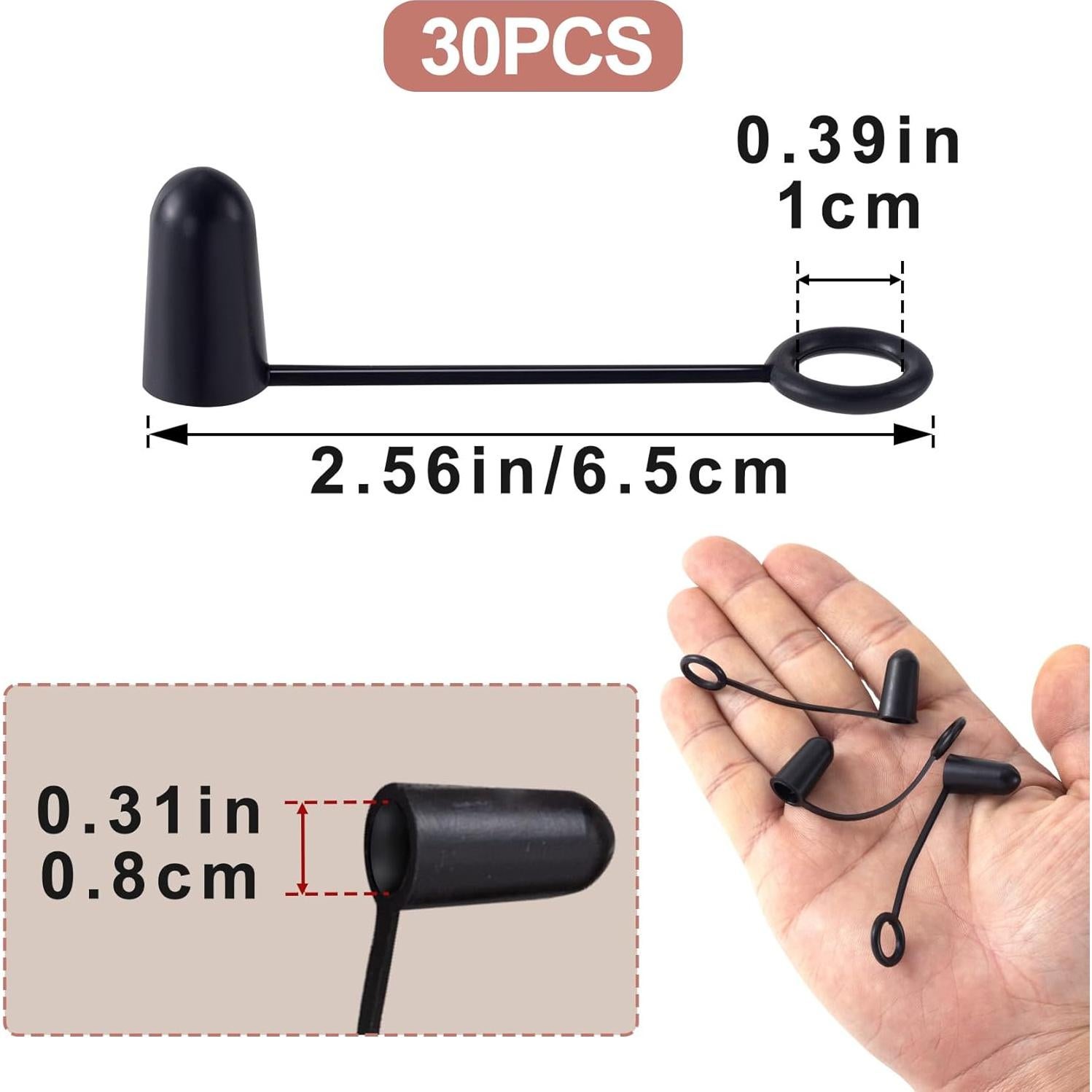 30 Tapas de Licor de Goma Isslly Negras a Prueba de Polvo