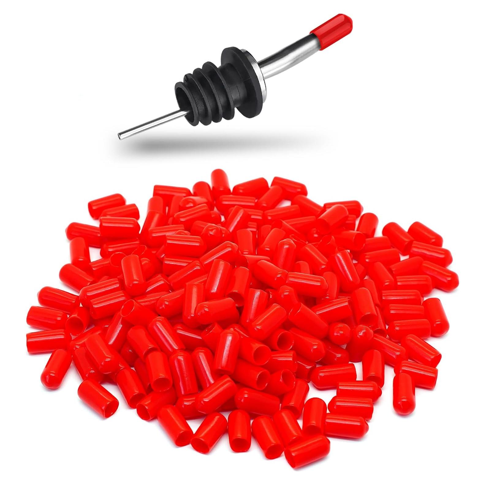 200 Tapas de Válvula de Goma Rojo eispap - 0.7 cm Diámetro