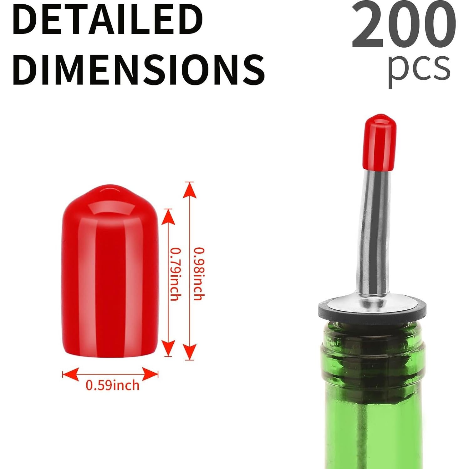 200 Tapas de Válvula de Goma Rojo eispap - 0.7 cm Diámetro