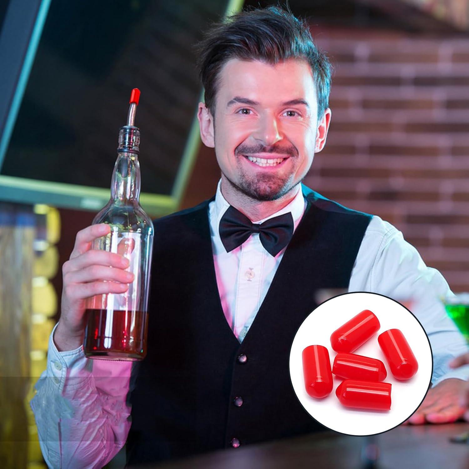 200 Tapas de Válvula de Goma Rojo eispap - 0.7 cm Diámetro