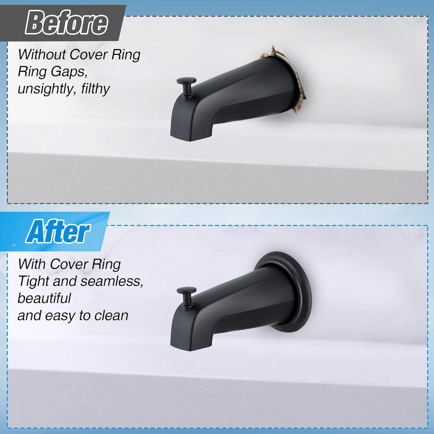 Anillo de Cubierta de Salida Dreyoo 3.81 cm Acero Inoxidable Negro