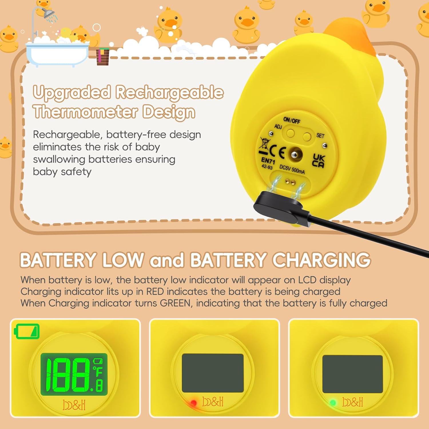 Termómetro de baño digital B&H pato recargable para bebés