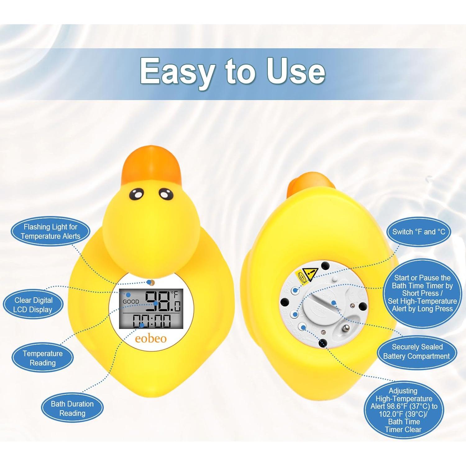 Termómetro de Baño para Bebés Eobeo Pato - Seguro y Digital
