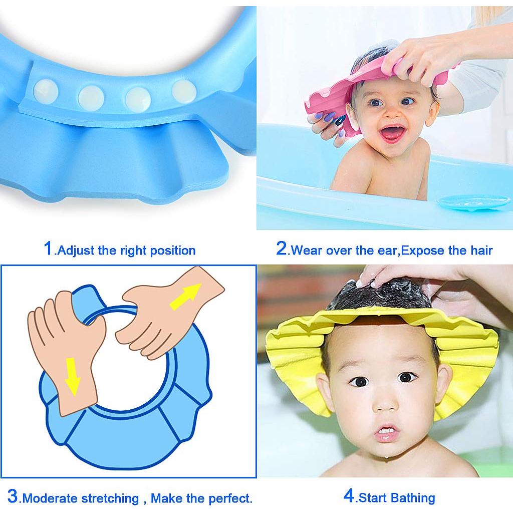 Gorro de Baño Ajustable EWIN para Bebés - 4 Piezas, EVA