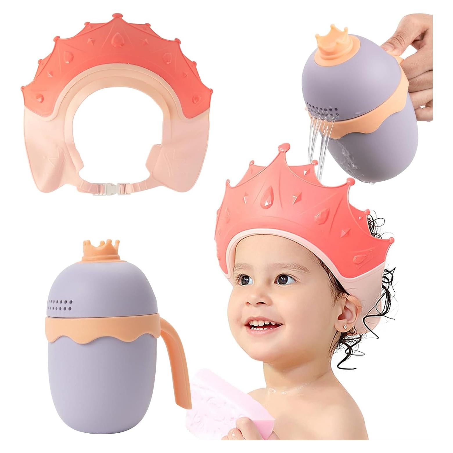 Gorro de Ducha para Bebés FUNUPUP con Taza de Enjuague Amarillo