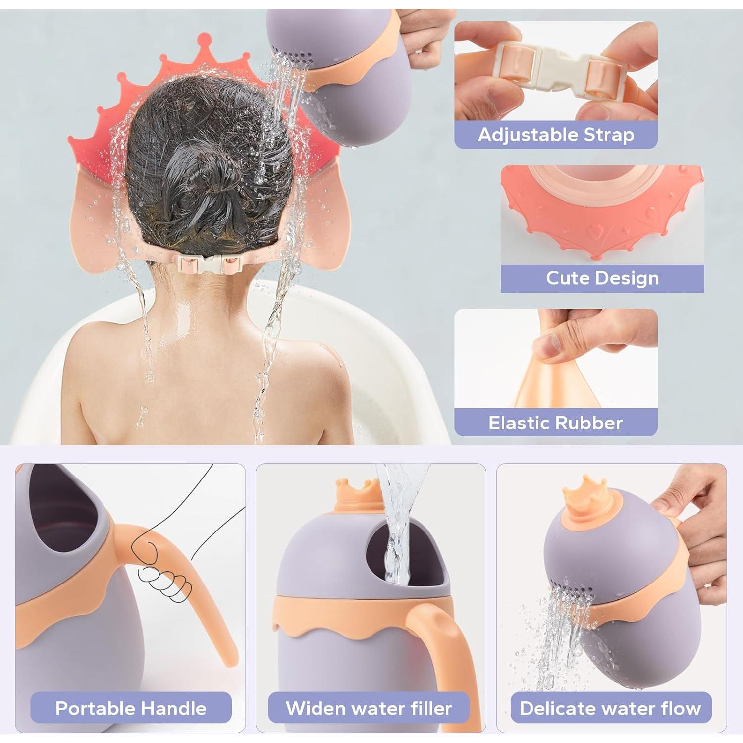 Gorro de Ducha para Bebés FUNUPUP con Taza de Enjuague Amarillo