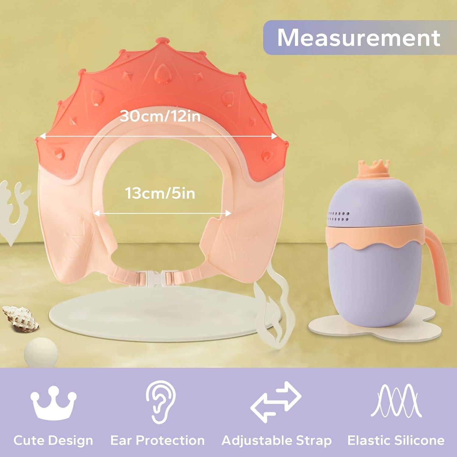 Gorro de Ducha para Bebés FUNUPUP con Taza de Enjuague Amarillo