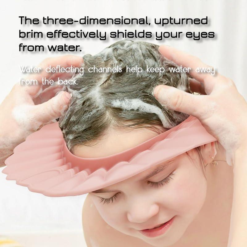 Gorro de Ducha para Bebé Rosa Ajustable Silicona Segura