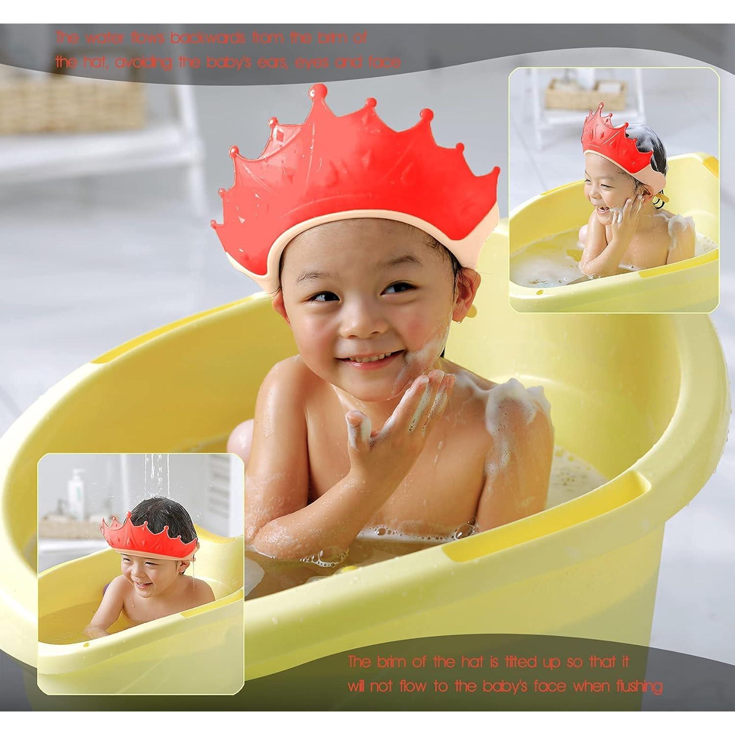 Gorro de Ducha FUSACONY para Niños Rosa, Protección Ojos y Oídos