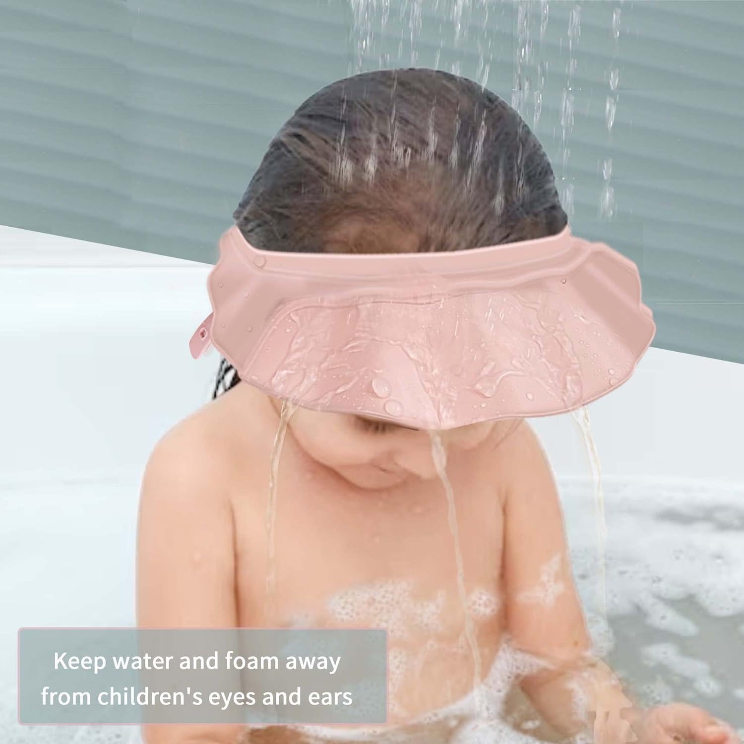 Gorro de Ducha para Bebés KOMIDK de Silicona Ajustable Rosa