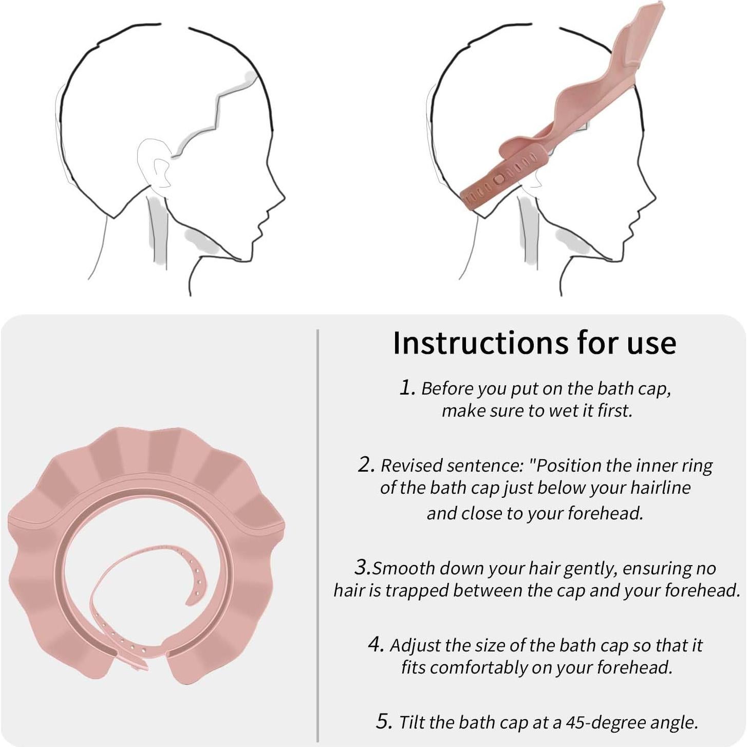 Gorro de Ducha para Bebés KOMIDK de Silicona Ajustable Rosa