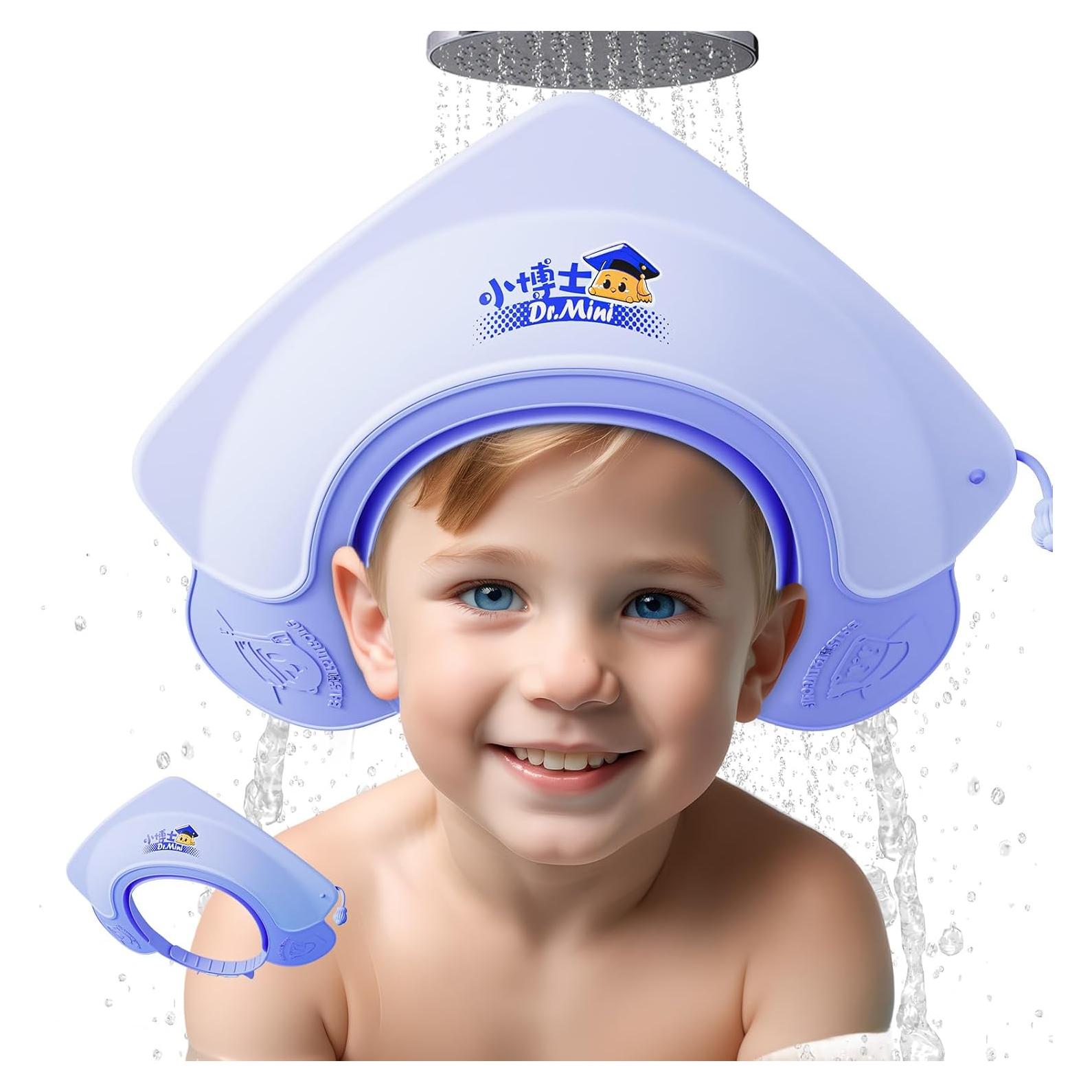 Gorro de Ducha para Bebé Lonlown Ajustable 1-8 Años Azul