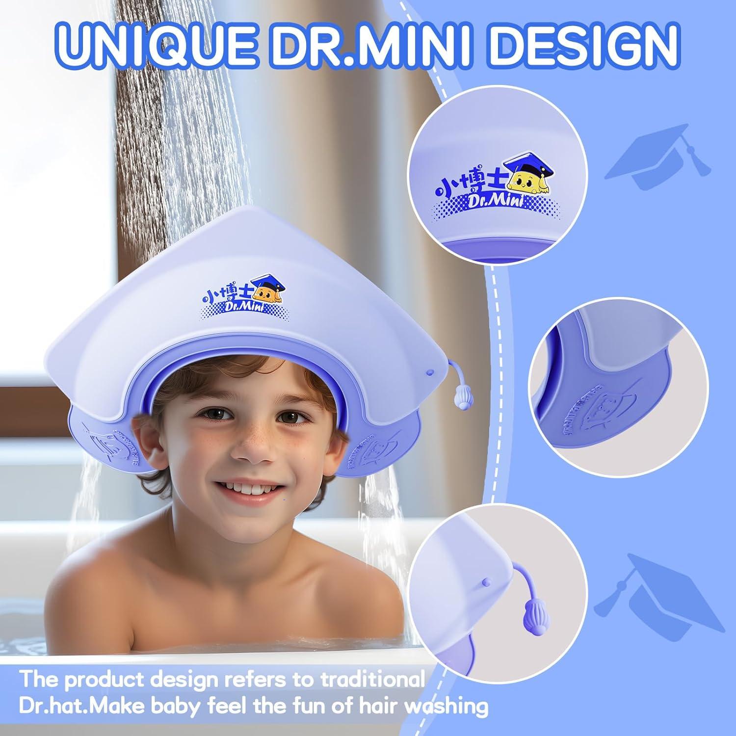 Gorro de Ducha para Bebé Lonlown Ajustable 1-8 Años Azul