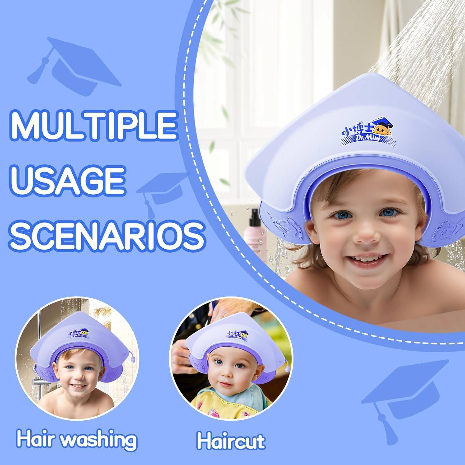 Gorro de Ducha para Bebé Lonlown Ajustable 1-8 Años Azul