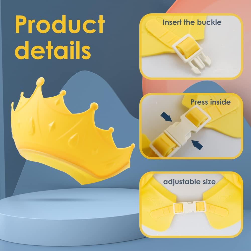 2 Pieces Soft Baby Shower Cap Soft Adjustable for Washing Hair Shield Safe Visor Cap Bathing Shampoo Shower Protection Bath Hat for Toddler Kids Children