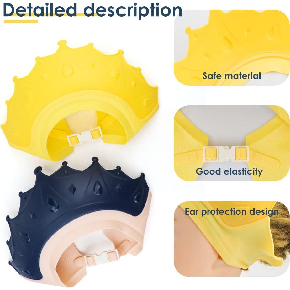 2 Pieces Soft Baby Shower Cap Soft Adjustable for Washing Hair Shield Safe Visor Cap Bathing Shampoo Shower Protection Bath Hat for Toddler Kids Children