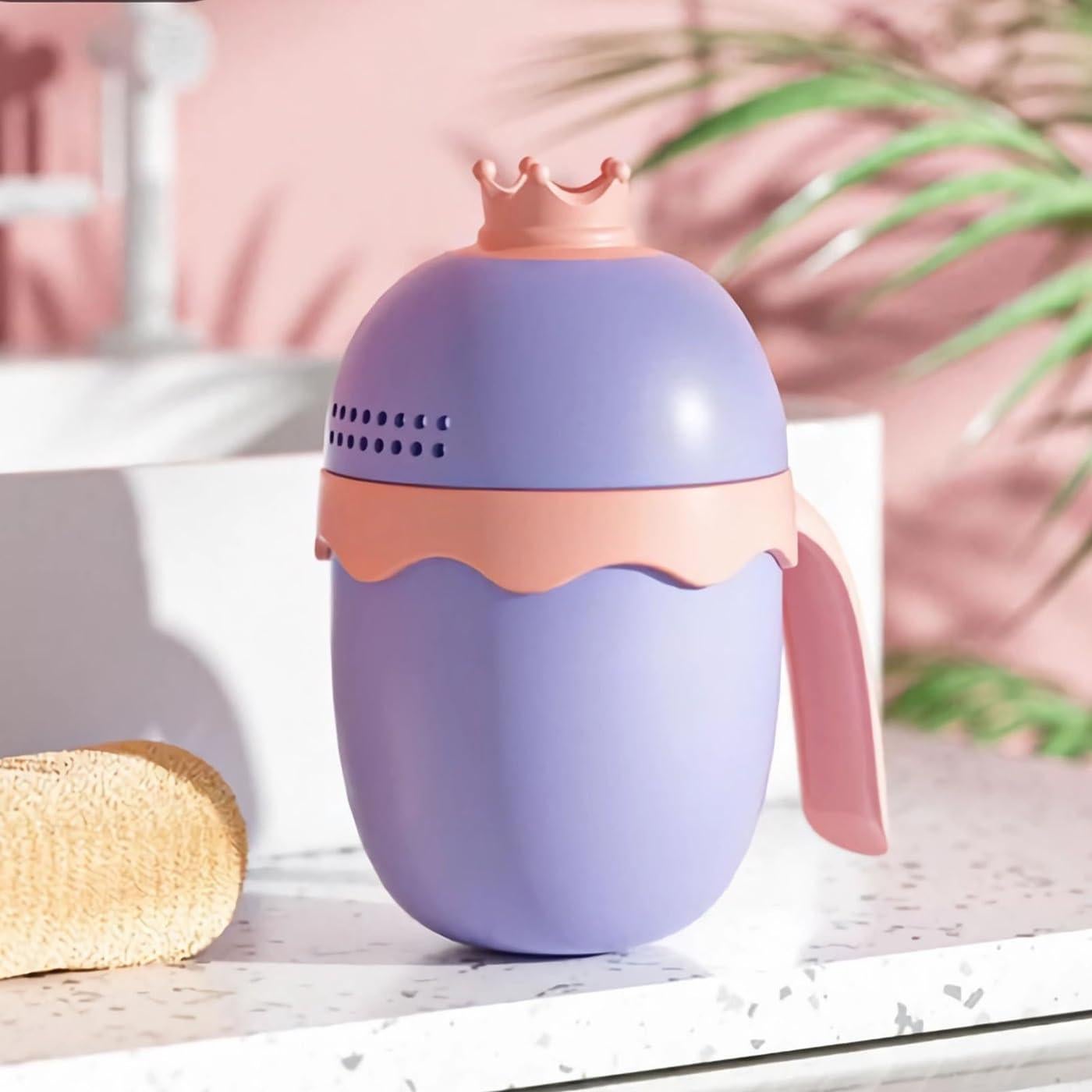 Gorro de Ducha Ajustable para Niños con Taza de Enjuague Rosa